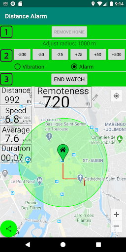 Android application Distance Alarm screenshort