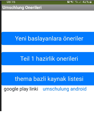 Android application Umschulung Önerileri screenshort