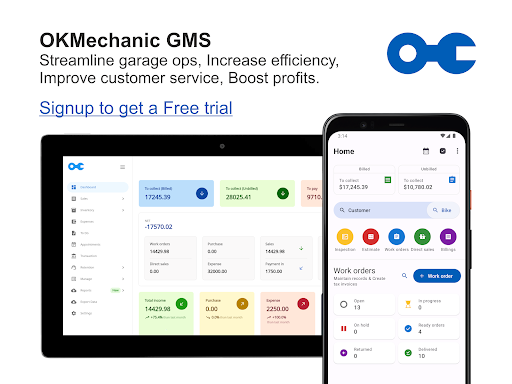Android application OKMechanic Garage Management screenshort