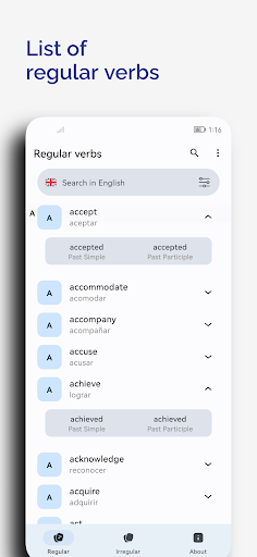 List Of Verbs: English-Spanish Screen 3