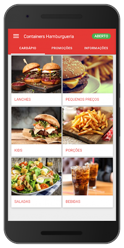 Android application Containers Hamburgueria screenshort