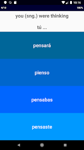 Capture d'écran du verbe espagnol Blitz Pro