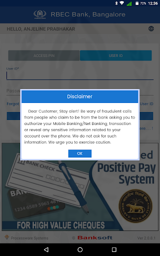 Android application RBEC Bank, Bangalore screenshort