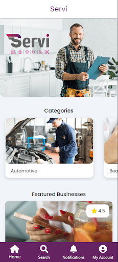 Android application Servi screenshort