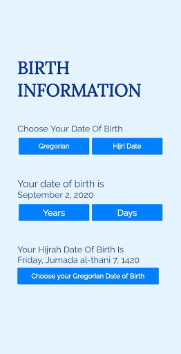 Hijra-Gregorian Age Checker Screen 2