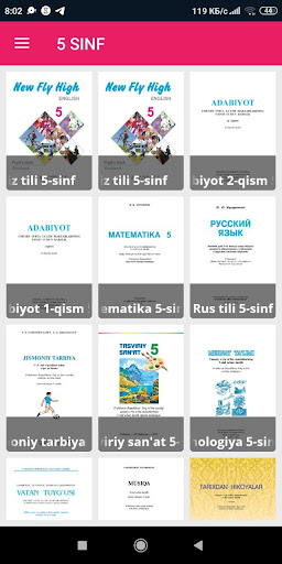 Android application 5 Sinf darsliklar kitob o'zbek screenshort