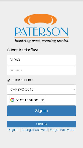 Android application Paterson Backoffice screenshort