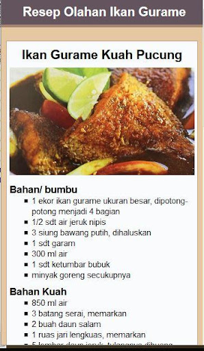 Resep Olahan Ikan Gurame