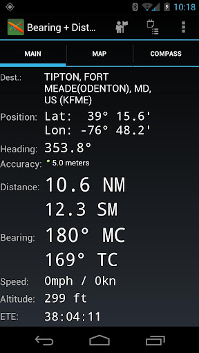 Android application Bearing+Distance Lite screenshort