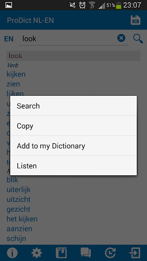 Dutch - English dictionary Screen 3