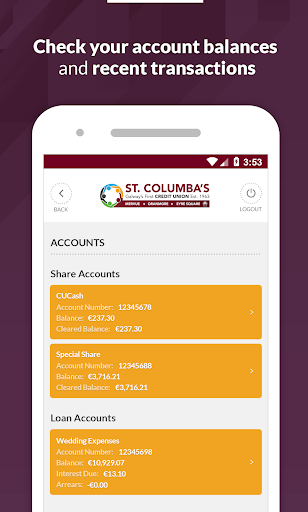 St. Columbas Credit Union Screen 2