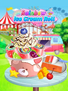 Rainbow Ice Cream Roll Dessert