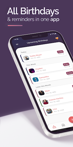 Android application Birthday Reminder & Calendar screenshort