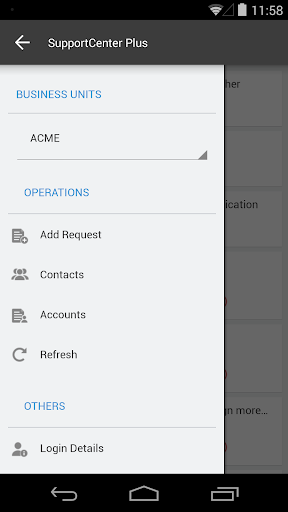 Android application SupportCenter Plus screenshort