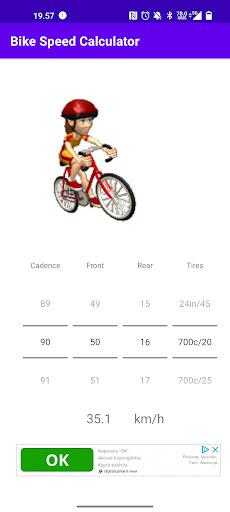 Android application Bike Speed Calculator screenshort