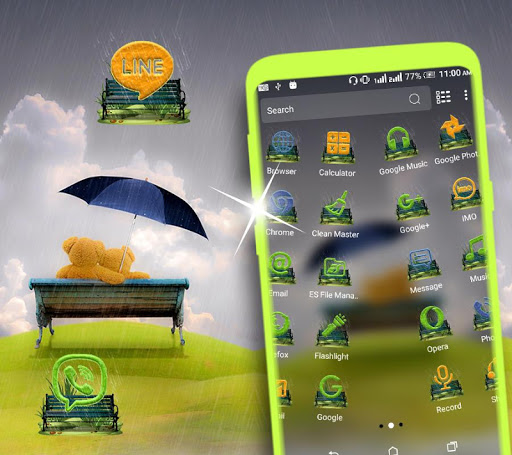 Rainy Teddy Launcher Theme Screen 2