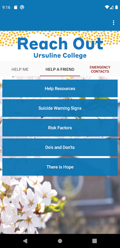 Android application Ursuline College Reach Out screenshort