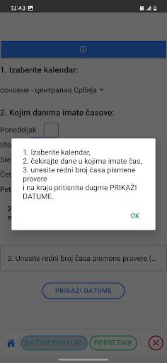 Datum pismene provere Screen 3