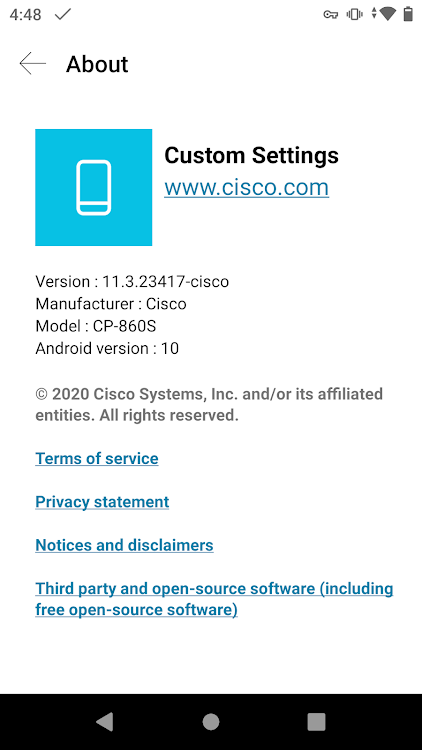 Custom Settings - 25.0.88585-cisco - (Android)