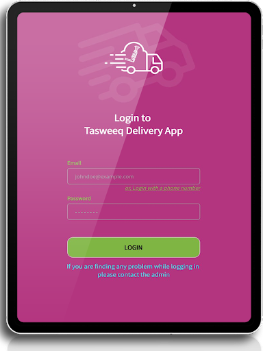 Tasweeq Delivery Screenshot
