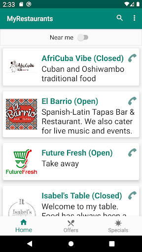 Android application MyRestaurants screenshort