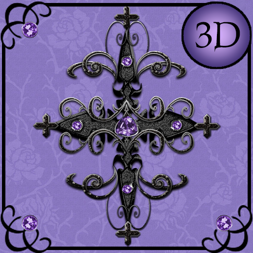 Purple Gothic Cross 3D Next La logo