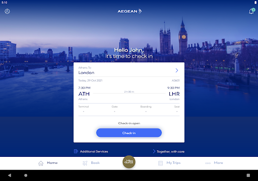 Screenshot of Aegean Airlines