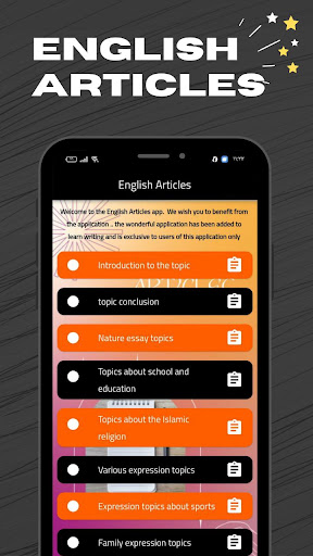 Android application English Articles screenshort