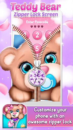 Android application Teddy Bear Zipper Lock Screen screenshort