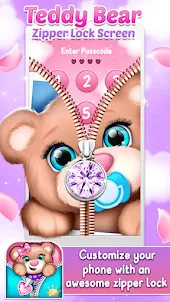 Teddy Bear Zipper Lock Screen