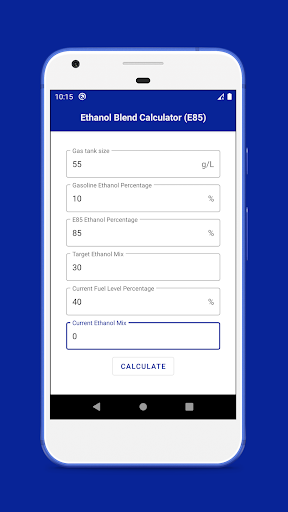 Screenshot of Ethanol Blend Calculator E85
