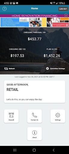 Android application LVCU Mobile screenshort
