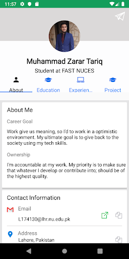 Zarar's resume Screenshot 1 - AppWisp.com
