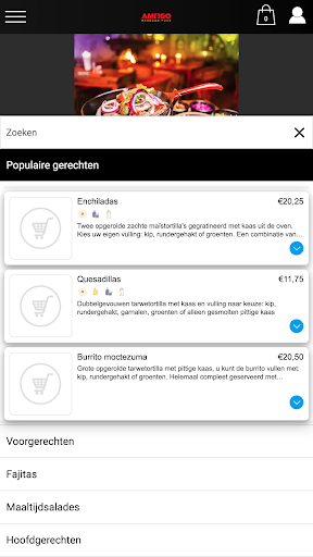 Android application Mexicaans restaurant Amigo screenshort