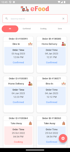 eFood - Kitchen/Chef App Screen 2
