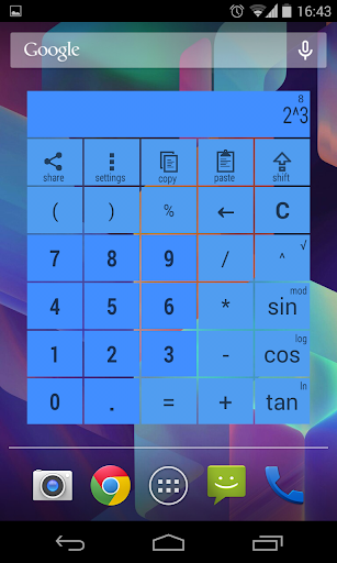 Android application Widget Calculator multicolor screenshort