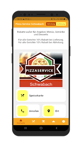 Android application Pizza Service Schwabach screenshort