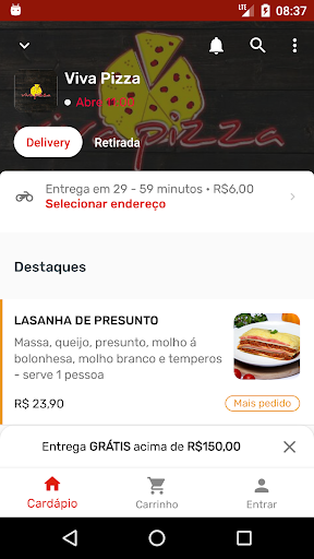 Android application Viva Pizza screenshort