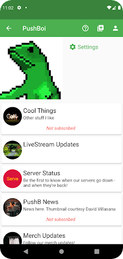 Android application PushBoi screenshort