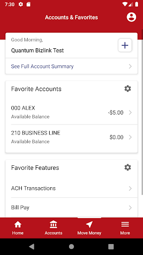 Android application Quantum Credit Union Business screenshort