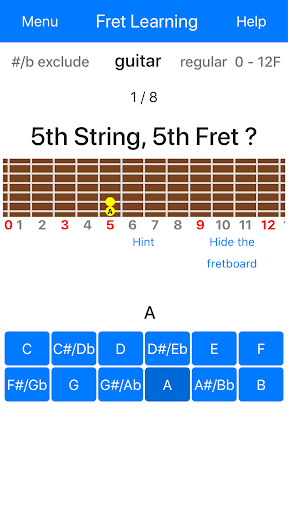 Android application Fret Learning screenshort