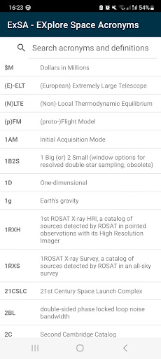 ExSA - Explore Space Acronyms Screen 2