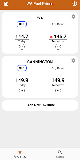 Android application WA Fuel Prices screenshort