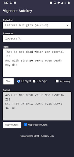 Vigenere Autokey Screen 2