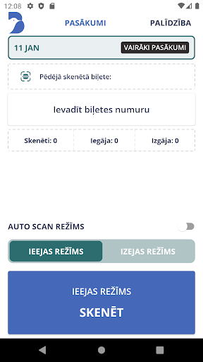 Android application BilesuParadize tickets scanner screenshort
