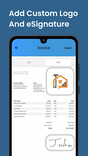 Invoice Maker and Estimate App Screen 2