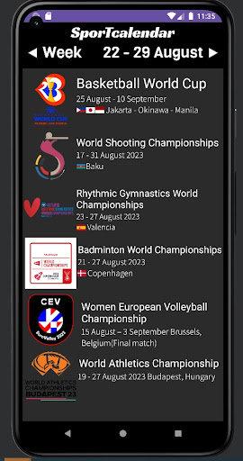Sport Calendar Screen 3