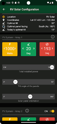 Camper & Boat PV Forecast Lite Screen 2