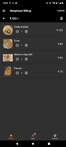 Android application Webphiser Billing App screenshort