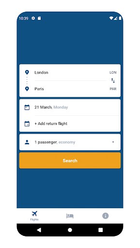Android application Alva Flights screenshort